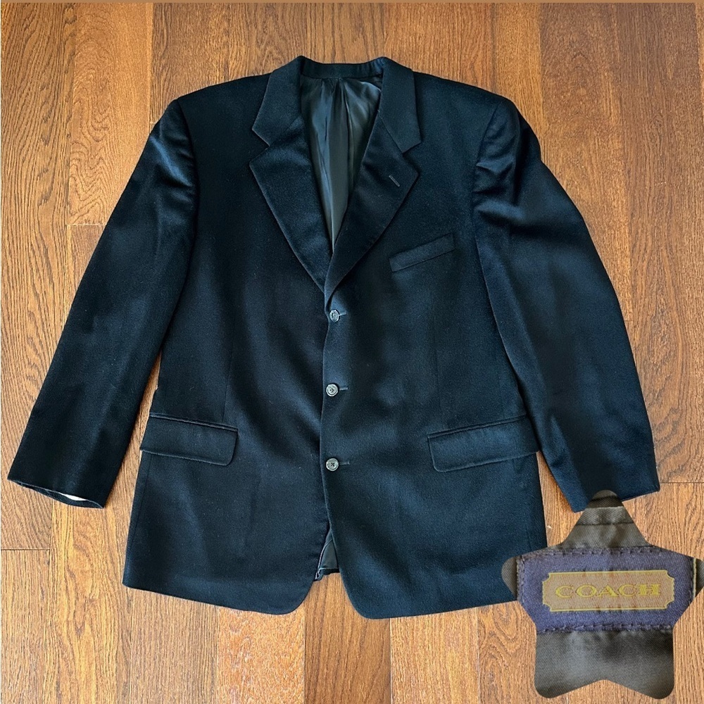 Men’s Coach Black Blazer Suit Jacket Cashmere size 46